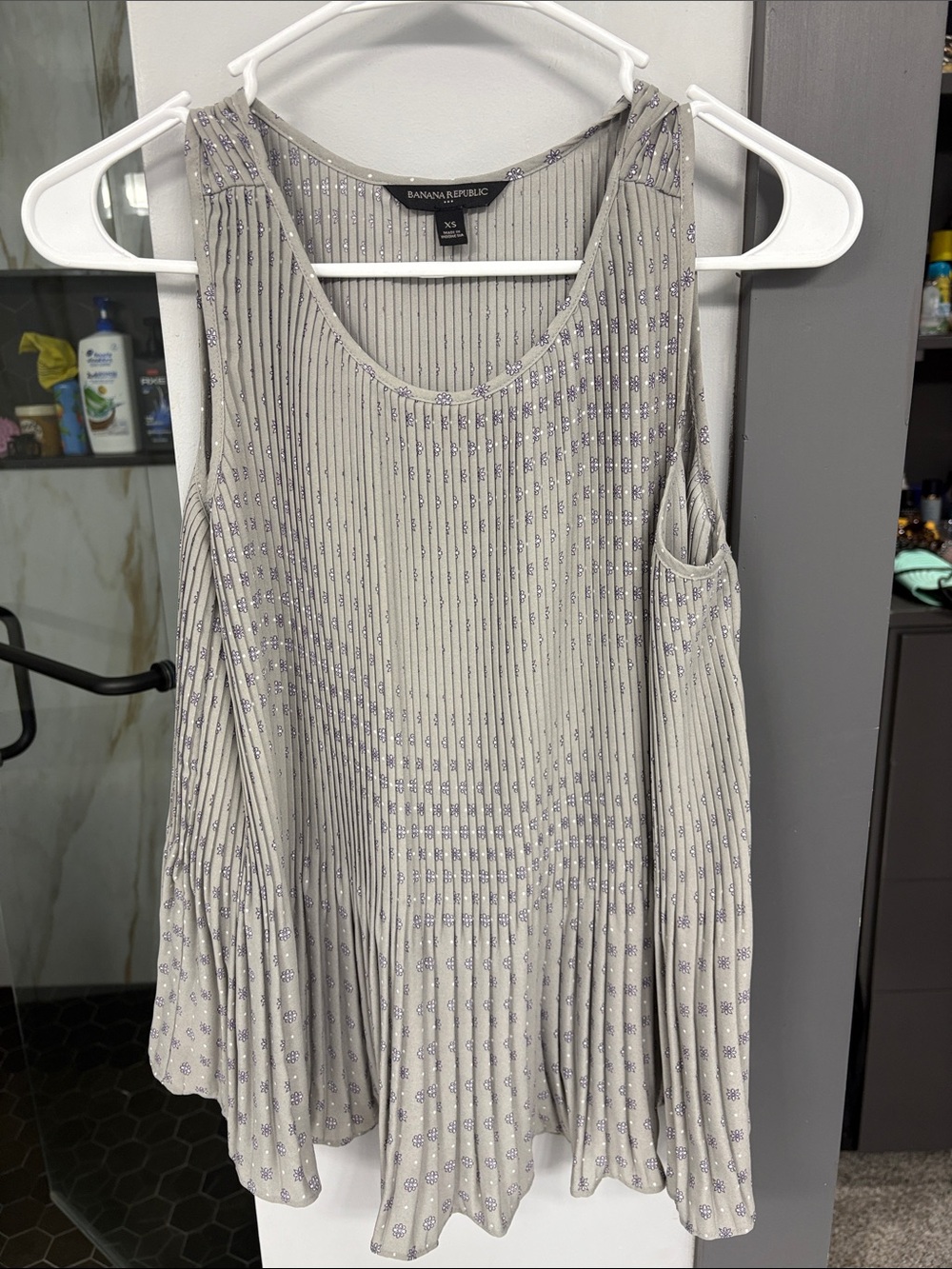 Banana Republic Cream Tank with Lavender Microprint